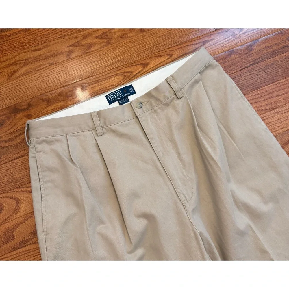 Vintage Polo Ralph Lauren Hammond Pant Fits Mens 35x29 Chino Pleated Khaki Twill